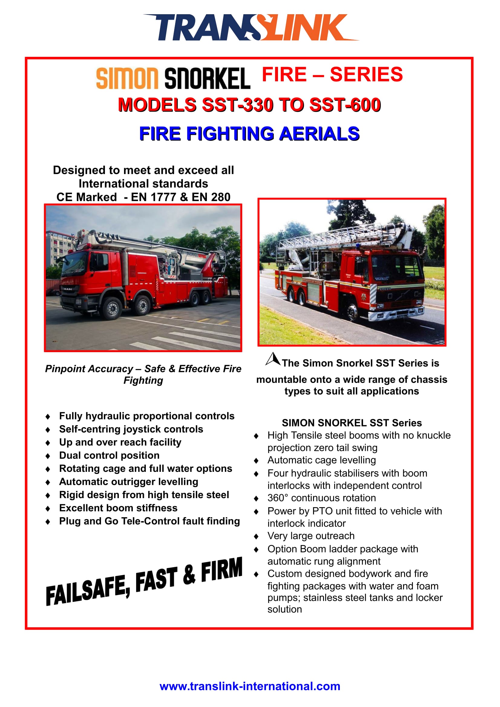 TRANSLINK SIMON SNORKEL SST330 to SST600 Leaflet 1