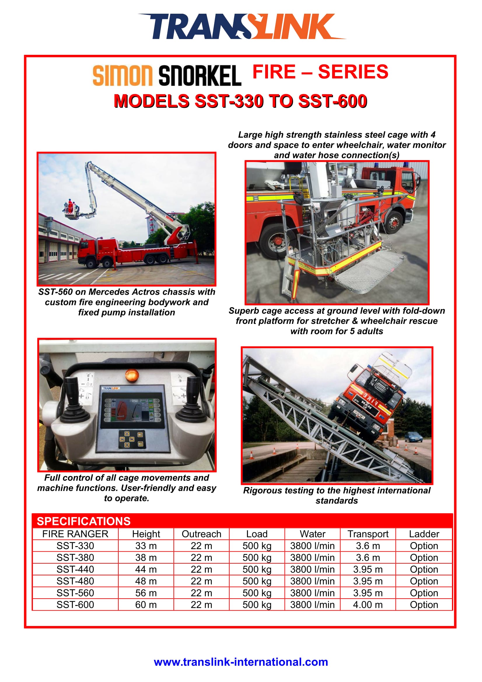 TRANSLINK SIMON SNORKEL SST330 to SST600 Leaflet 2